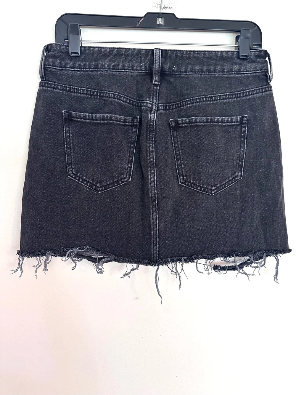 PacSun Black Distressed Denim Mini Skirt with Frayed Hem Size 28